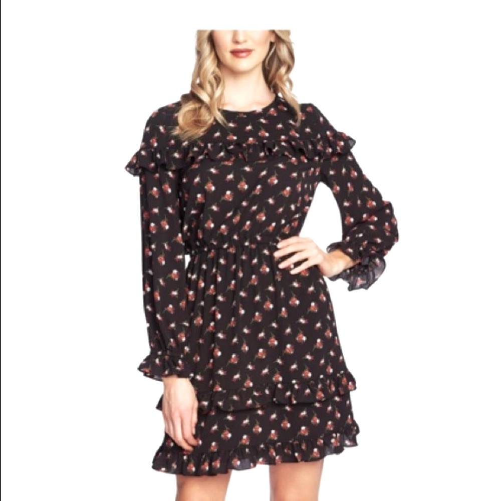 NWT CeCe women’s floral ruffled mini-dress.